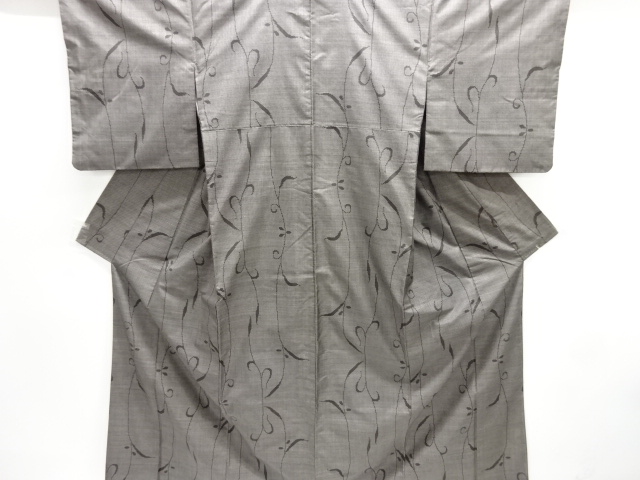 JAPANESE KIMONO / SILK / DORO OSHIMA TSUMUGI / WOVEN ARABESQUE
